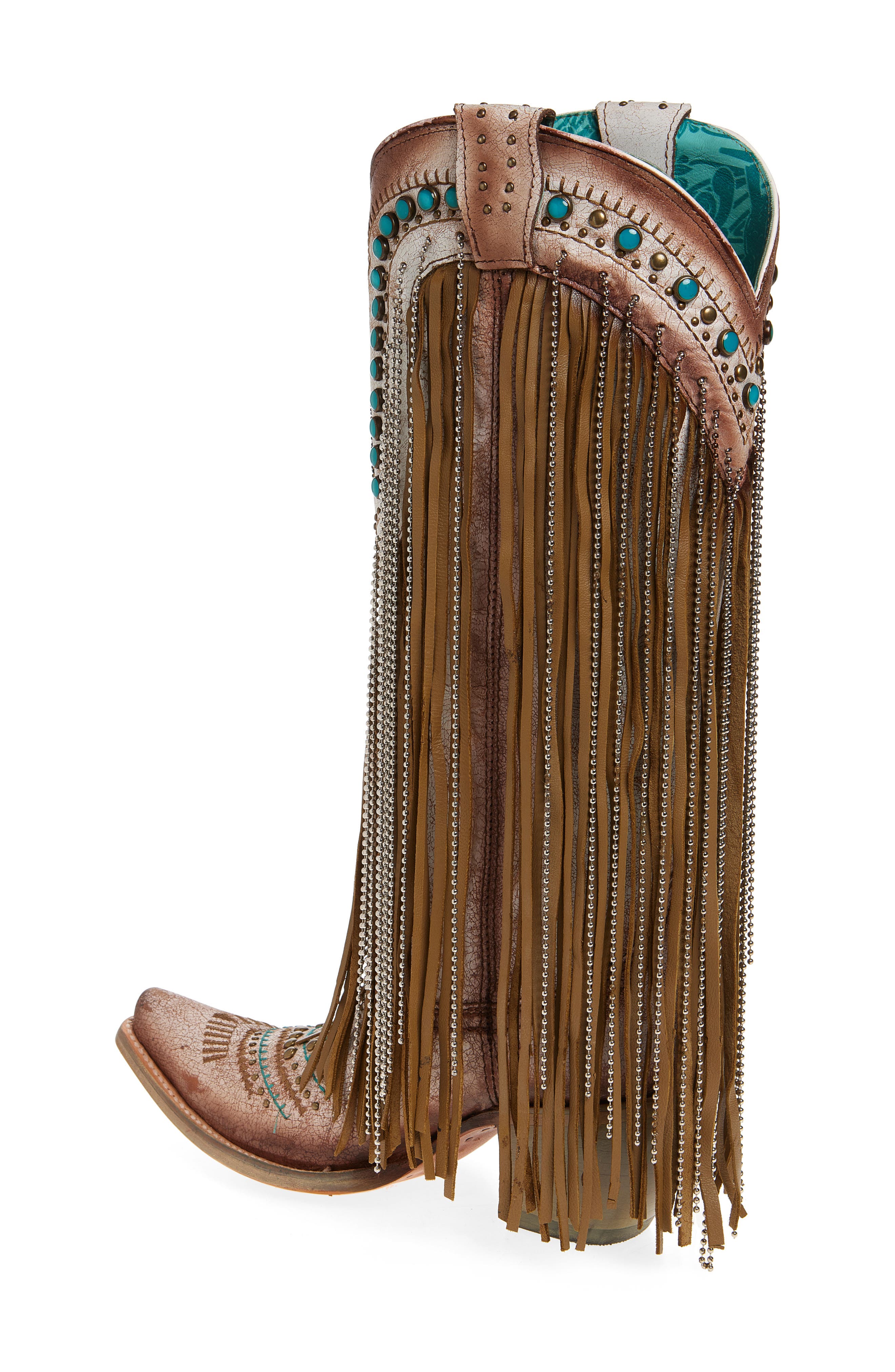 CORRAL Embroidered Fringe Western Boot, Alternate, color, 