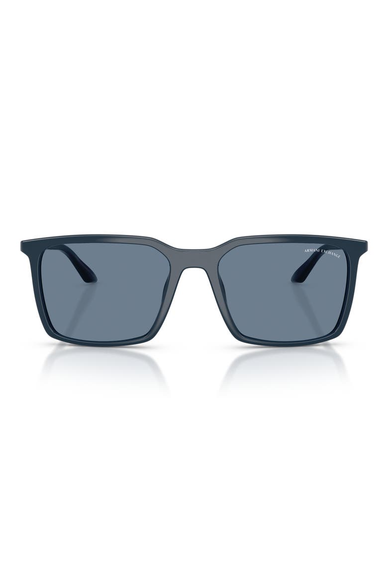 55mm Square Sunglasses, Main, color, SHINY BLUE / DARK BLUE POLAR