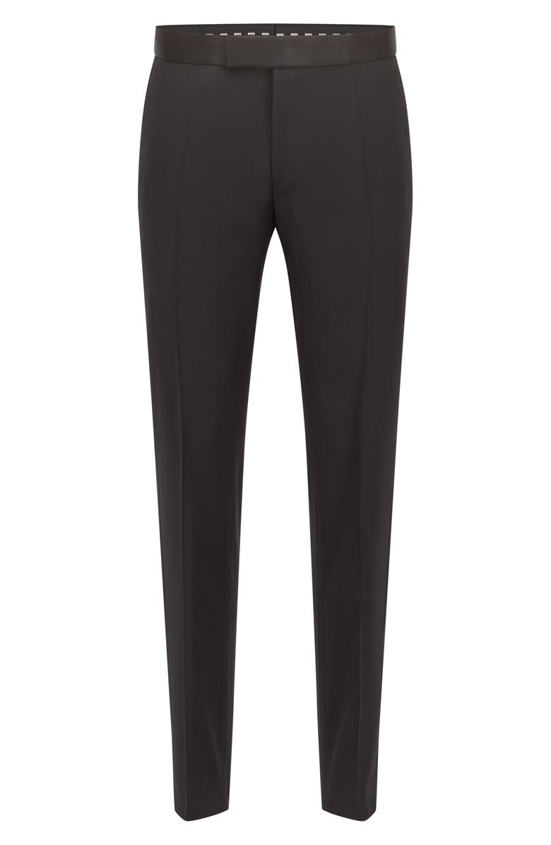 BOSS Genius Tuxedo Pants, Alternate, color, Black