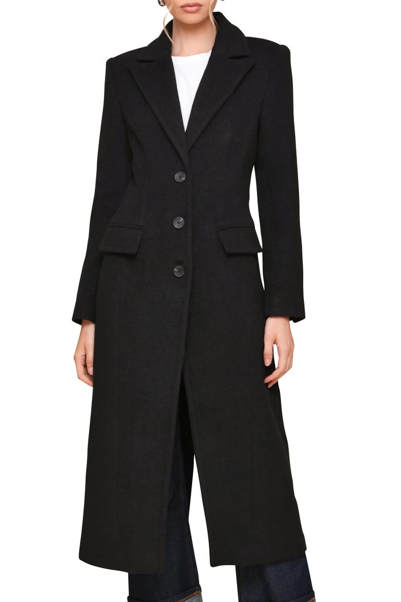 Cutaway Tailored Maxi Coat, Alternate, color, BLACK