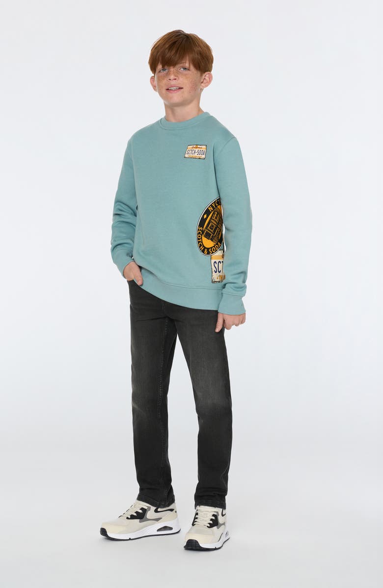 Scotch & Soda Kids' Five-Pocket Loose Tapered Fit Jeans, Alternate, color, Black / White