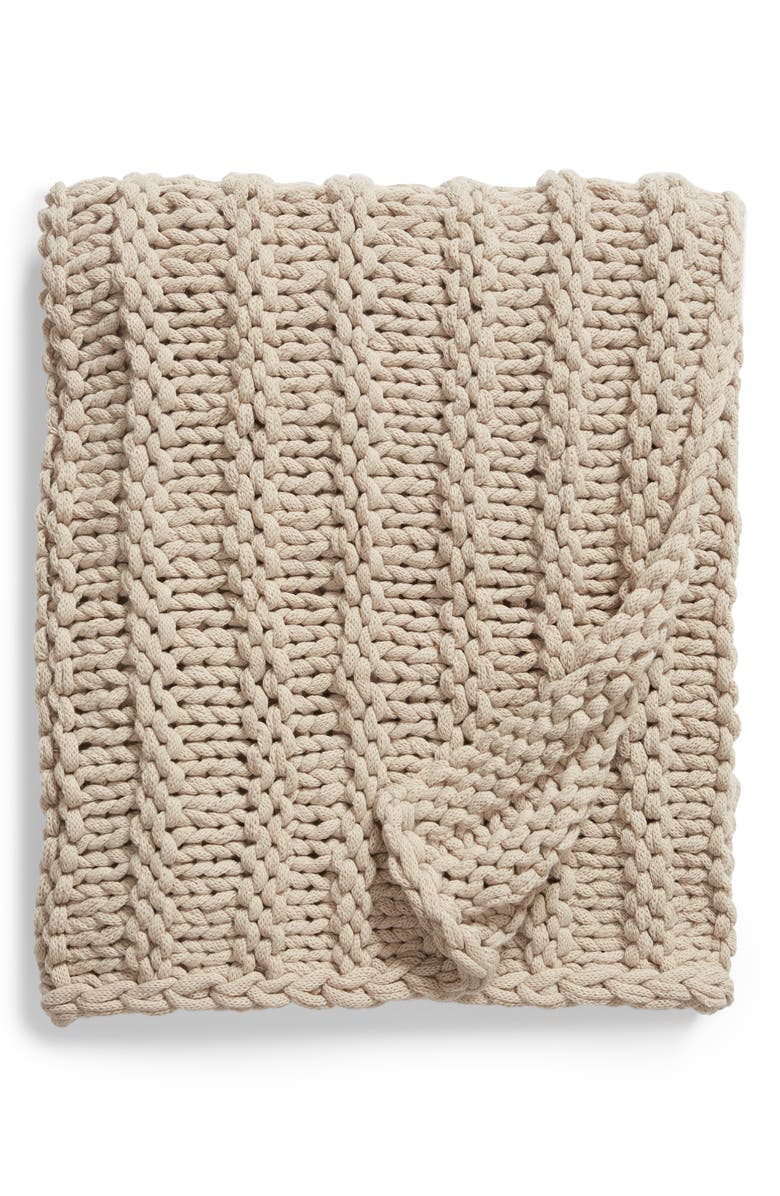 Treasure & Bond Jersey Rope Chunky Knit Throw Blanket, Main, color, 