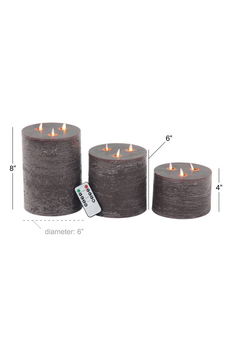 SONOMA SAGE HOME Brown Wax Traditional Flameless Candle with Remote Control - Set of 3, Alternate, color, Brown