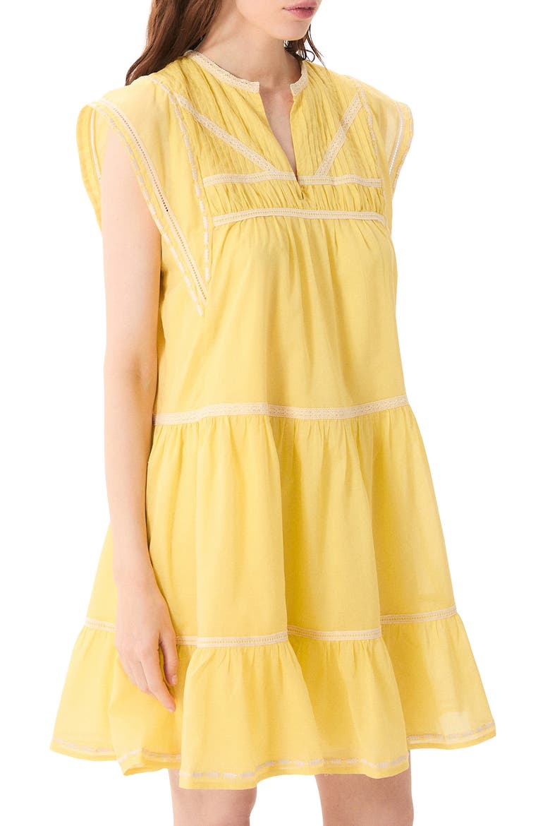 Onza Lace Trim Cotton Minidress, Alternate, color, YELLOW
