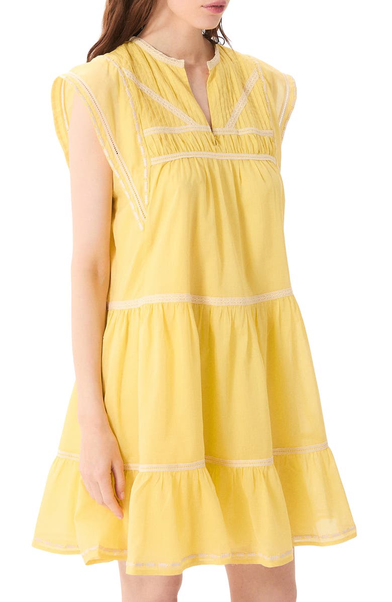 DELUC Onza Lace Trim Cotton Minidress, Alternate, color, 