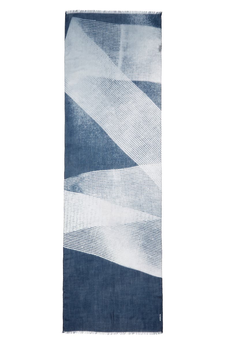 Akris Zigzag Cashmere Scarf, Main, color, Denim Blue