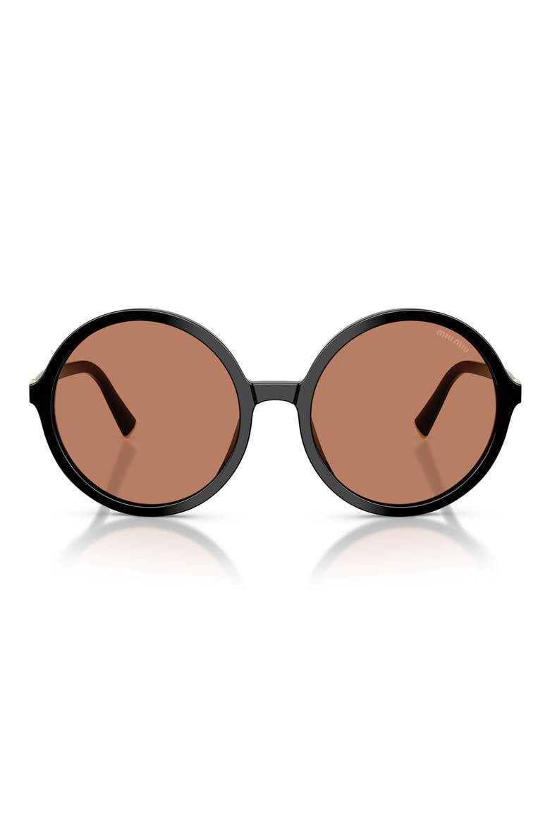 59mm Round Sunglasses, Main, color, BLACK / BROWN