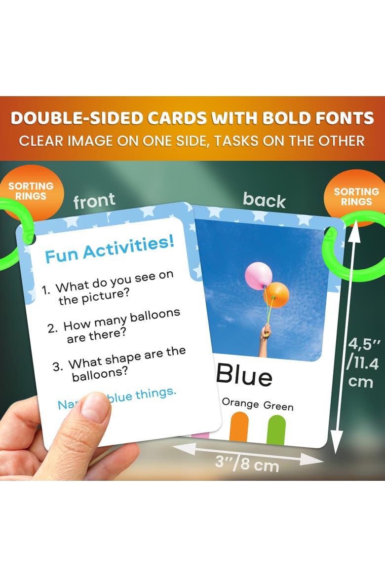225 Toddler Flash Cards with Rings - Realistic Aducational Toys, Alternate, color, My first 225 cards