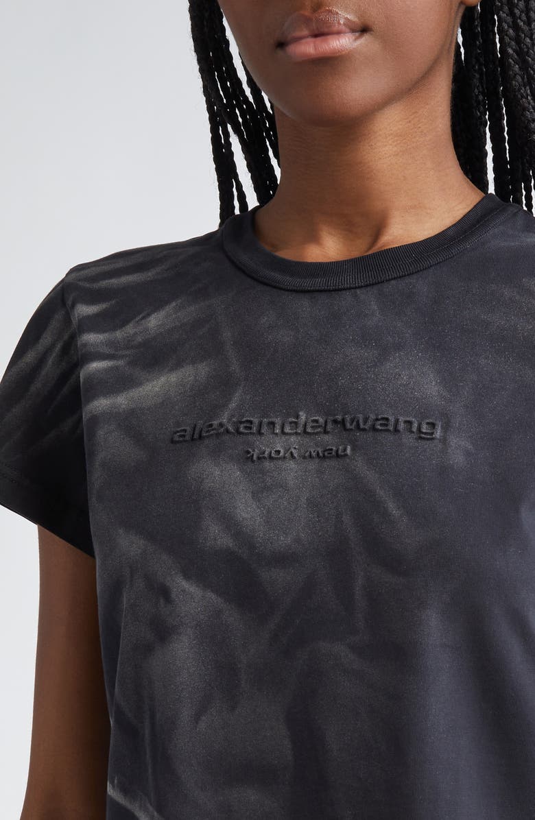 Alexander Wang Crease Cotton Jersey Crop T-Shirt, Alternate, color, 