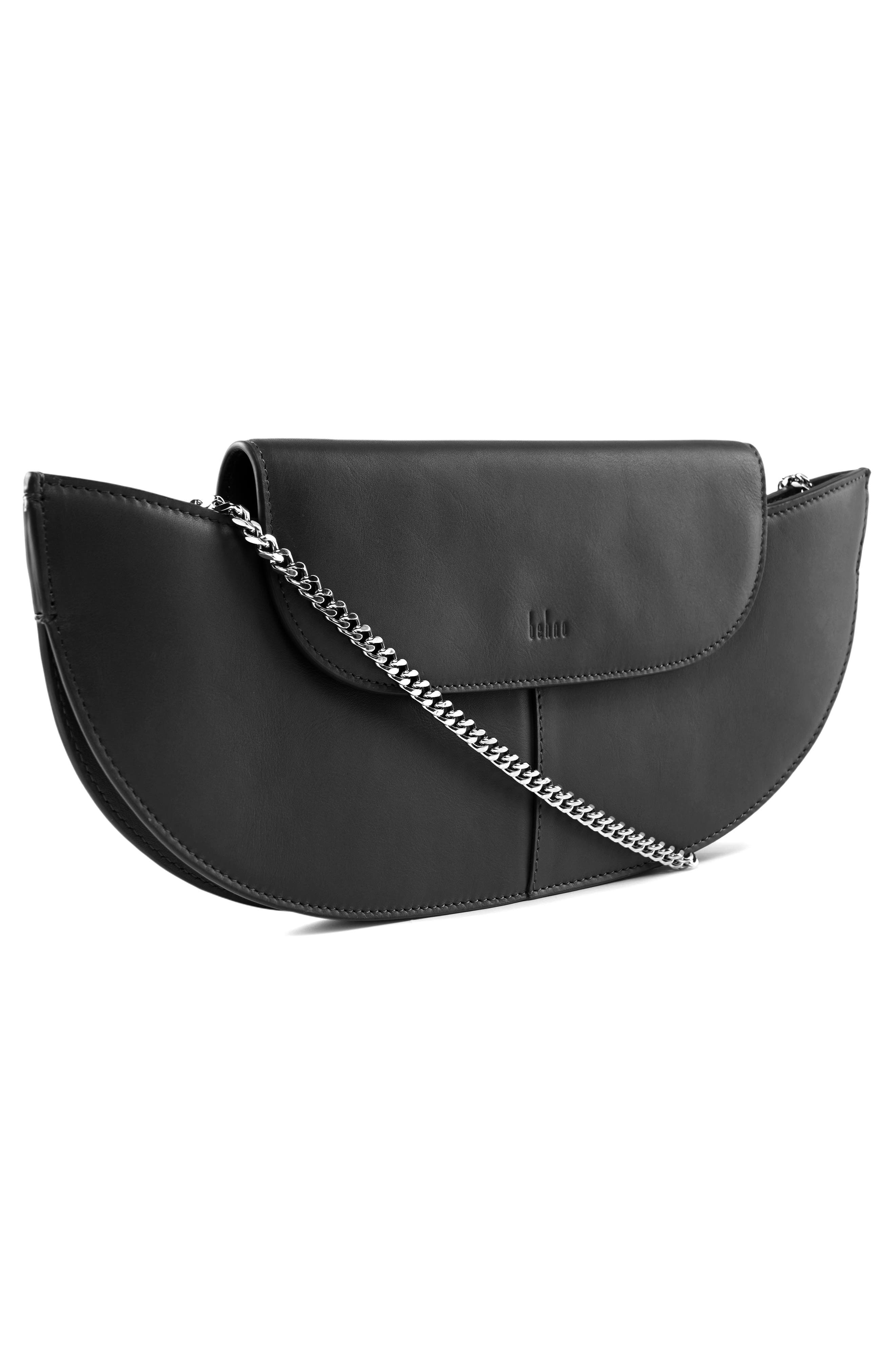 behno Nadia Leather Clutch, Alternate, color, Black