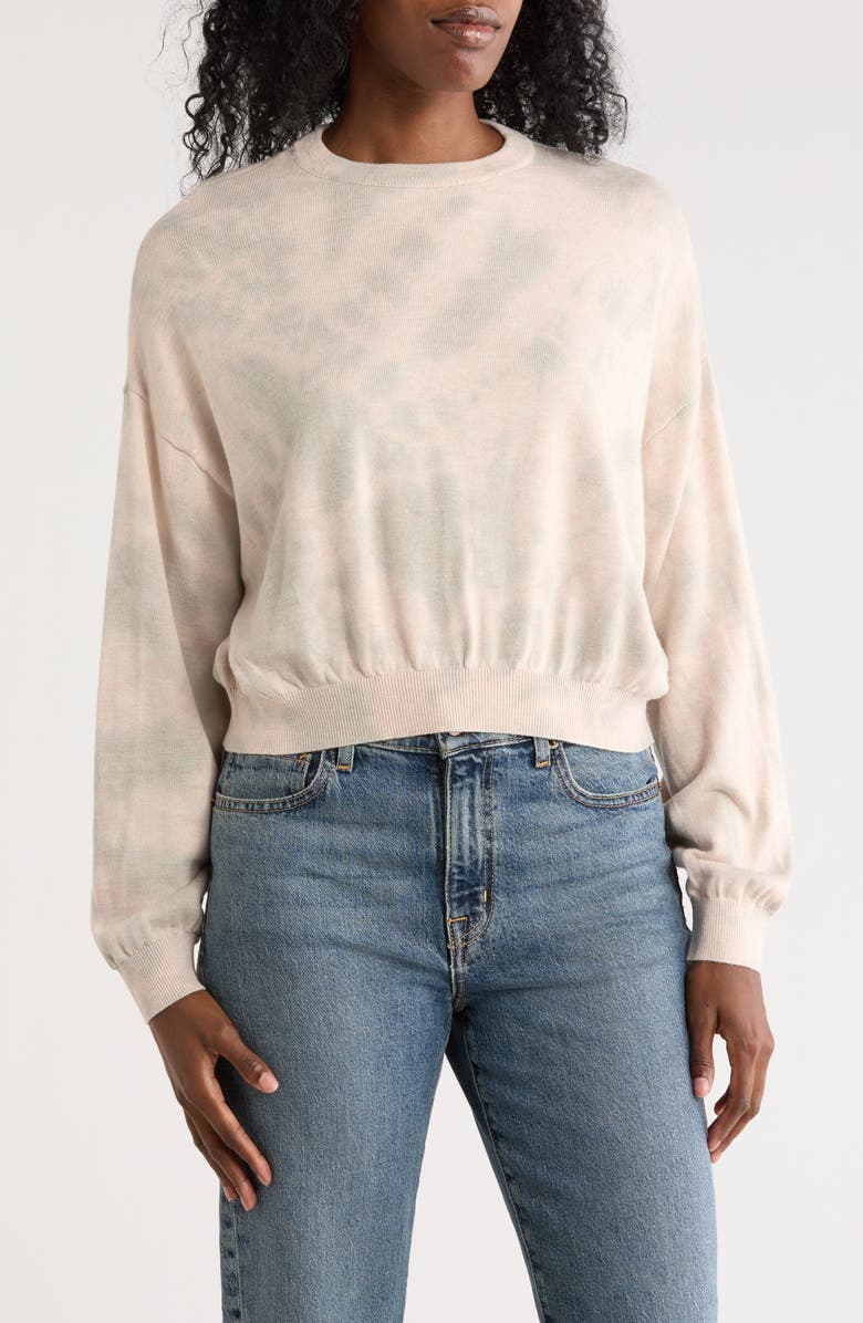 Democracy Tie Dye Crop Sweater, Main, color, Seagrass Multi
