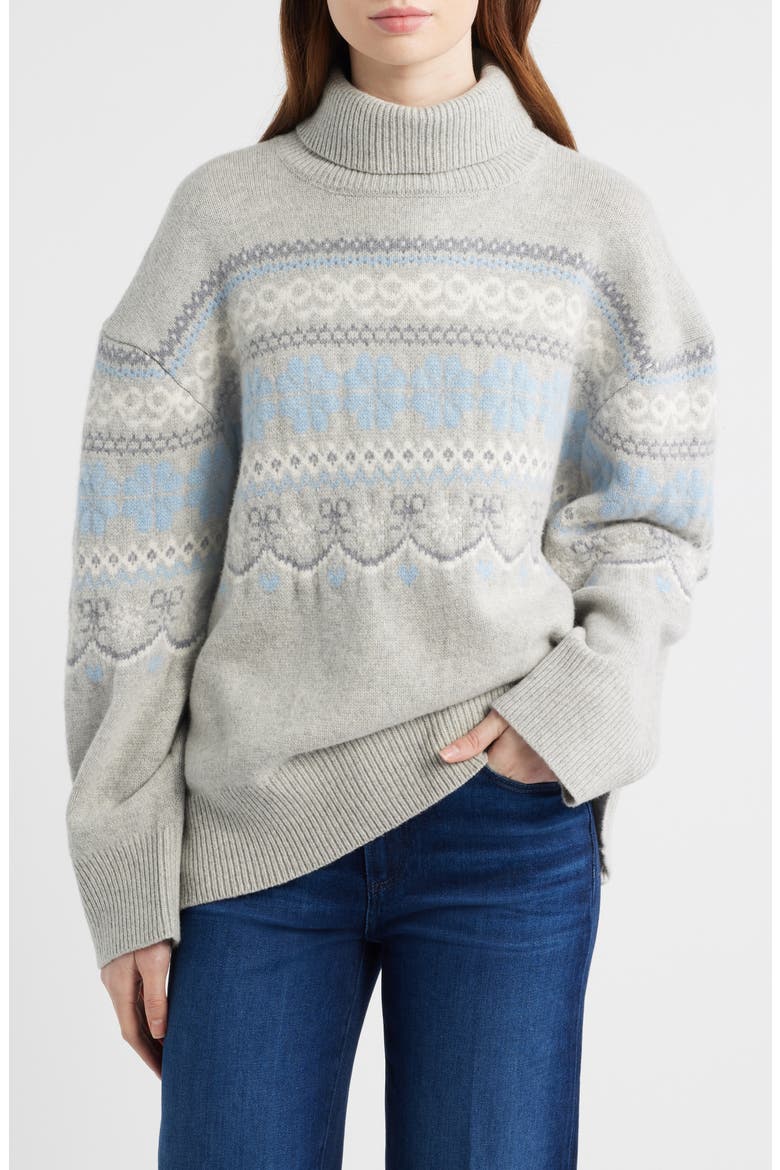 Mirin Wool Fair Isle Turtleneck Sweater, Main, color, EARL GRAY