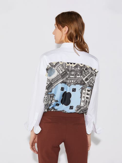 Callas Milano Sirene Poplin Shirt With Silk Twill Milano Print Scarf In White
