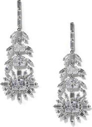 Nadri Stellar Feather Cubic Zirconia Drop Earrings