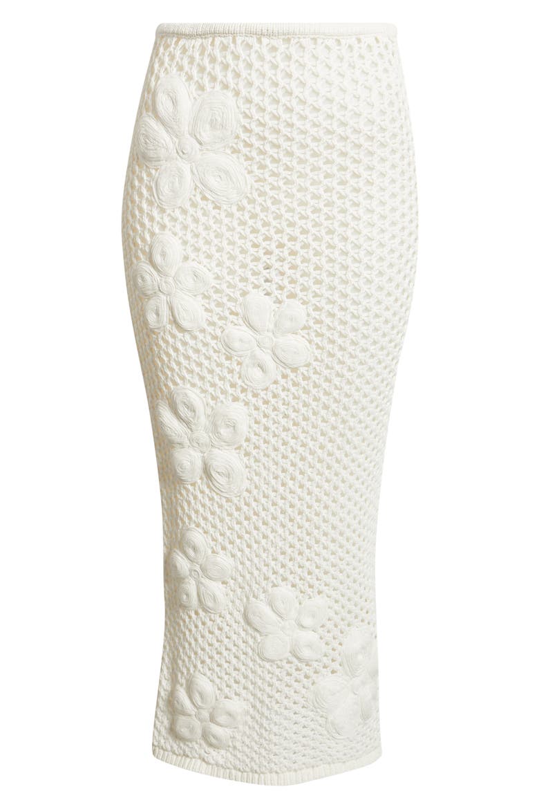Applique Floral Knit Maxi Skirt, Alternate, color, WHIPPED WHITE