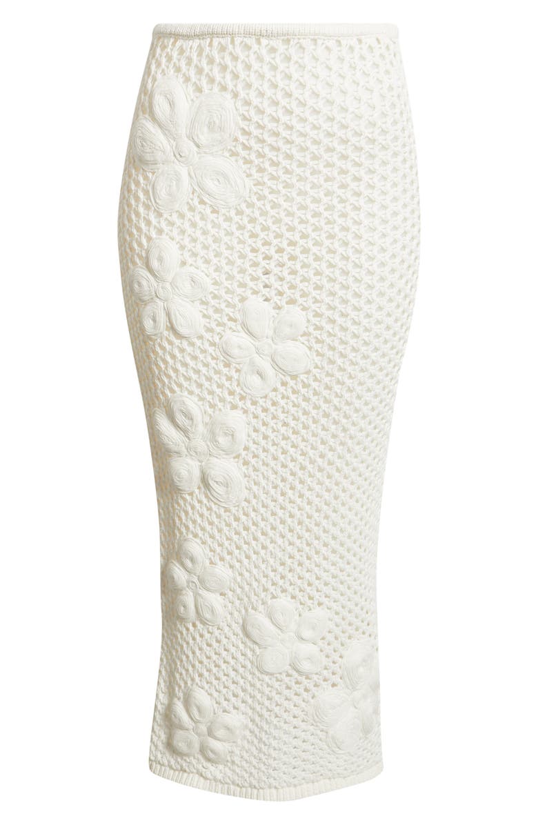 Kulani Kinis Applique Floral Knit Maxi Skirt, Alternate, color, Whipped White