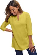 Jessica London Stretch Cotton Notch Neck Tunic
