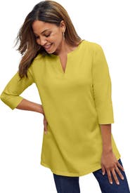 Jessica London Stretch Cotton Notch Neck Tunic