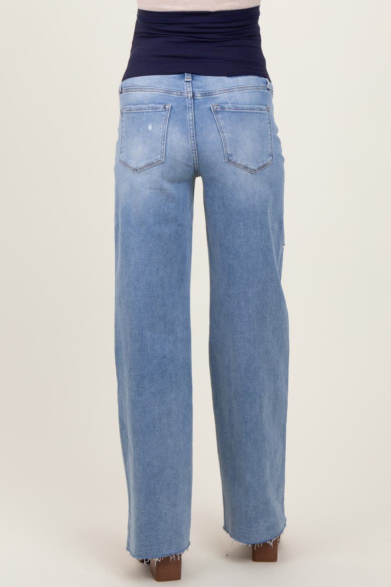Distressed Open Knee Wide Leg Maternity Jeans, Alternate, color, Light Blue