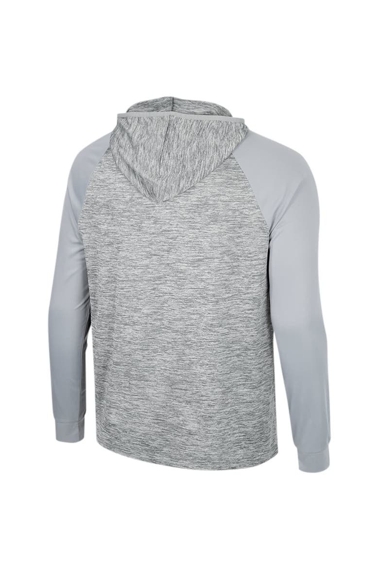 Men's Colosseum Gray West Virginia Mountaineers Cybernetic Raglan Quarter-Zip Hooded Top, Alternate, color, Gray