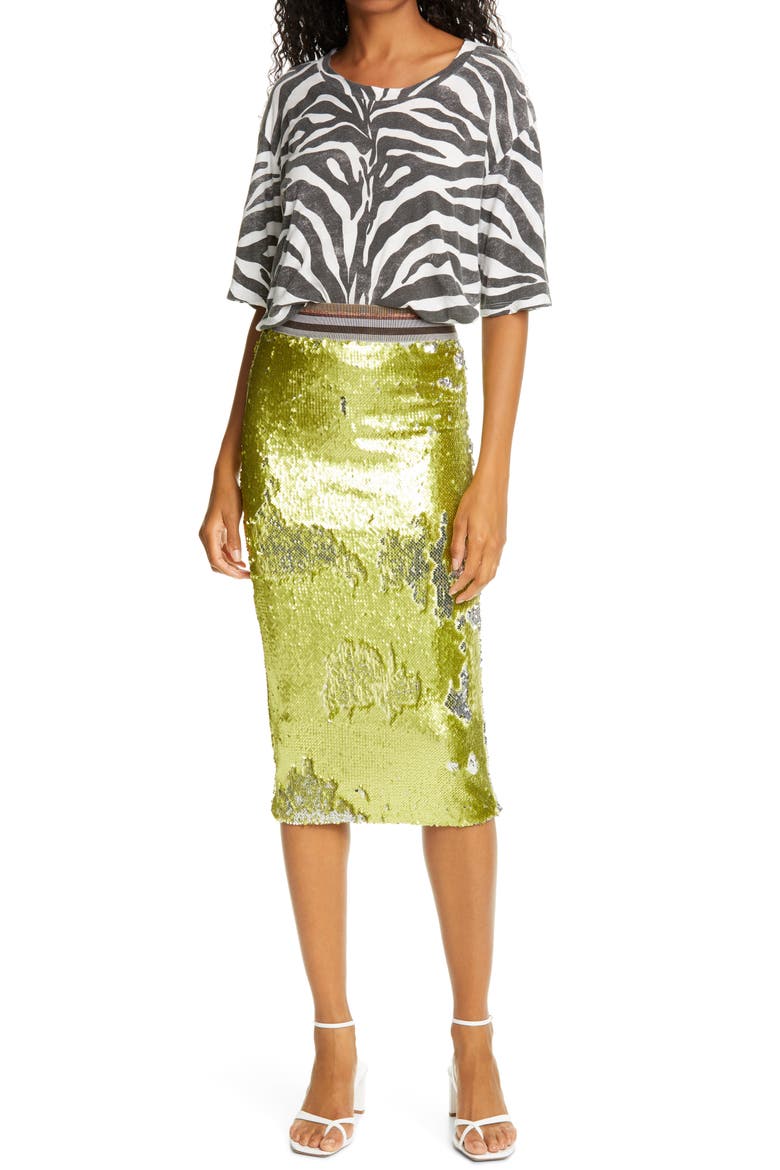 Liza Sequin Pencil Skirt, Alternate, color, LIMEADE