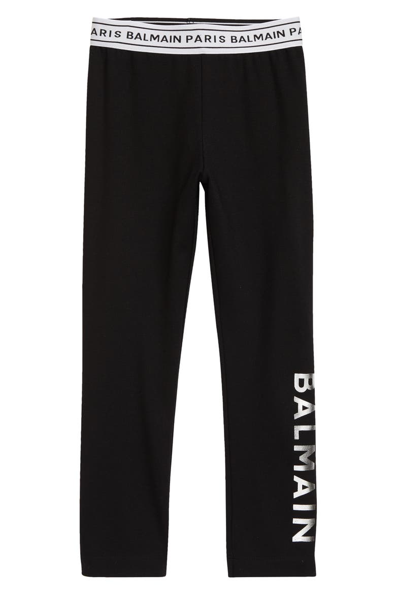 Kids' Logo Leggings, Main, color, 930 BLACK