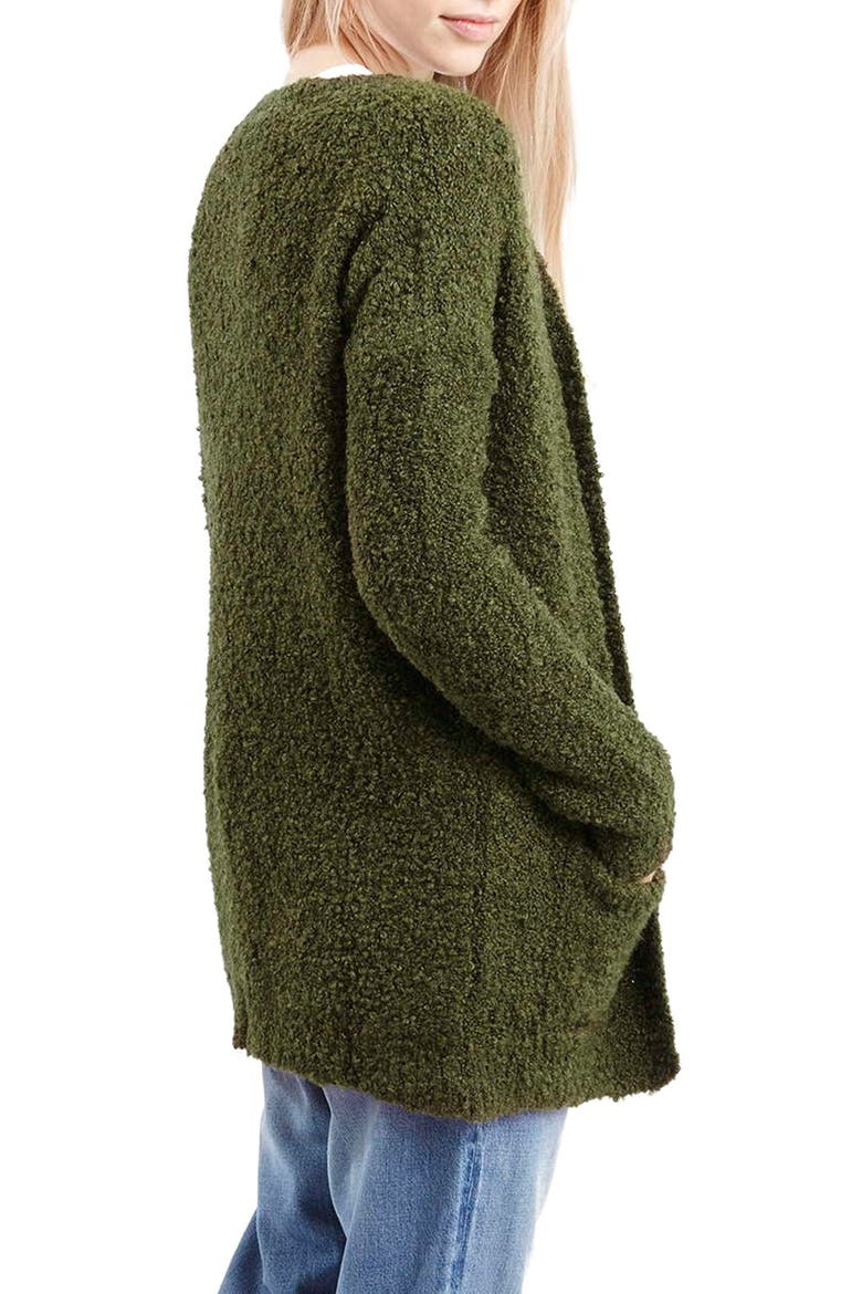 Bouclé Cardigan, Alternate, color, OLIVE