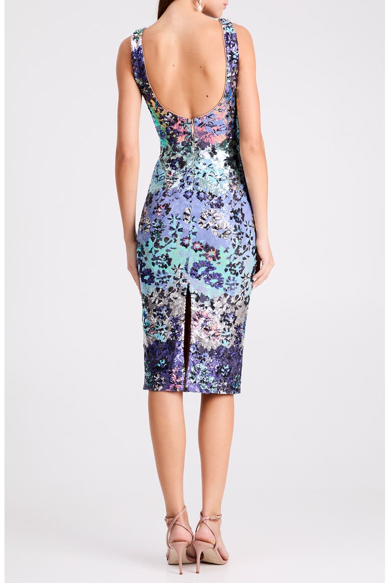 Myra Sequin Pencil Cocktail Dress, Alternate, color, BLUE/ SILVER FLORAL