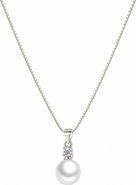DLORIA Gold-Plated Cubic Zirconia Faux Pearl Pendant Necklace