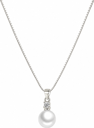 DLORIA Gold-Plated Cubic Zirconia Faux Pearl Pendant Necklace