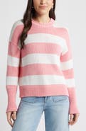 Caslon® Stripe Roll Neck Cotton Sweater
