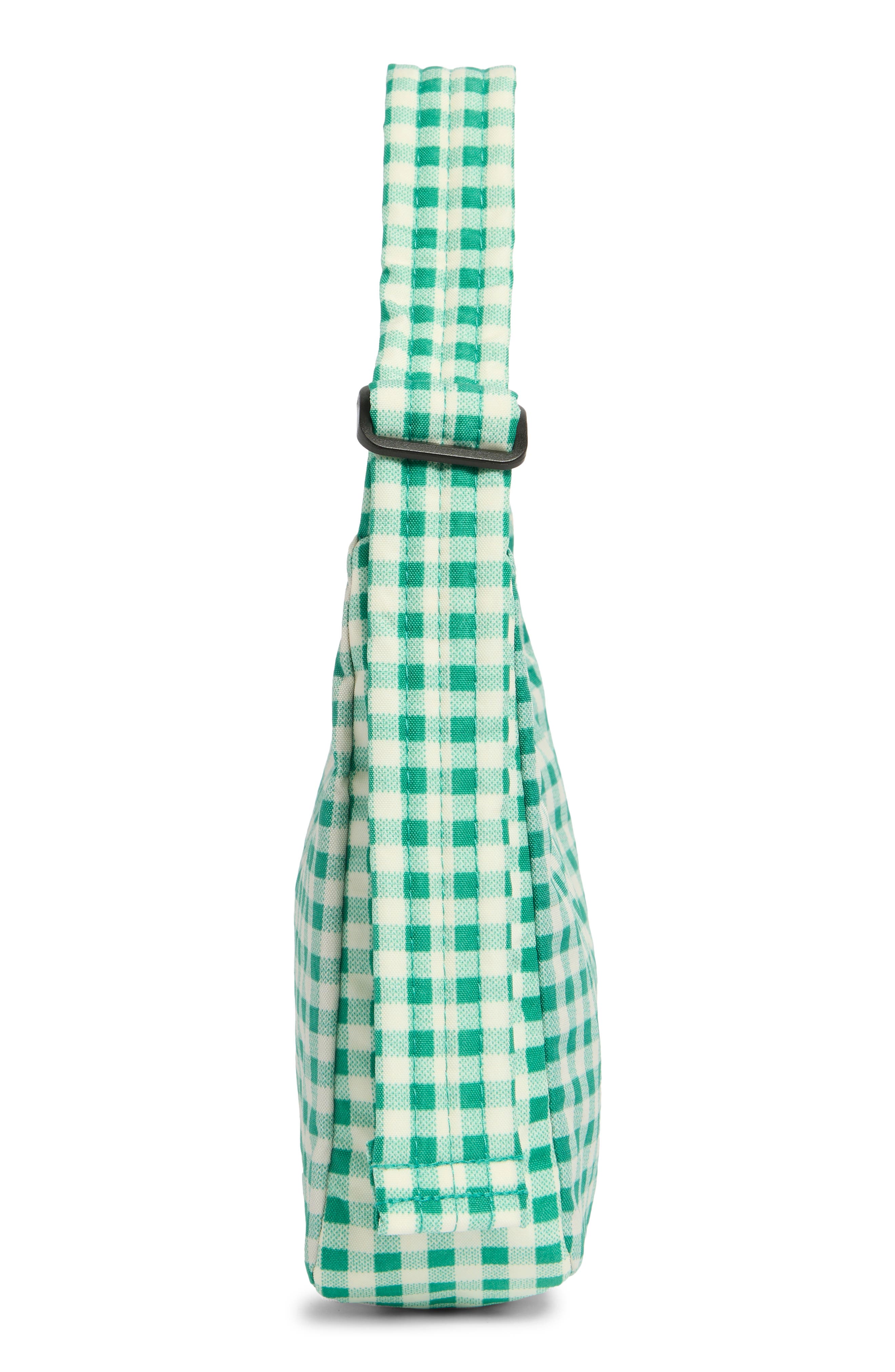 Baggu Recycled Nylon Shoulder Bag, Alternate, color, Green Gingham