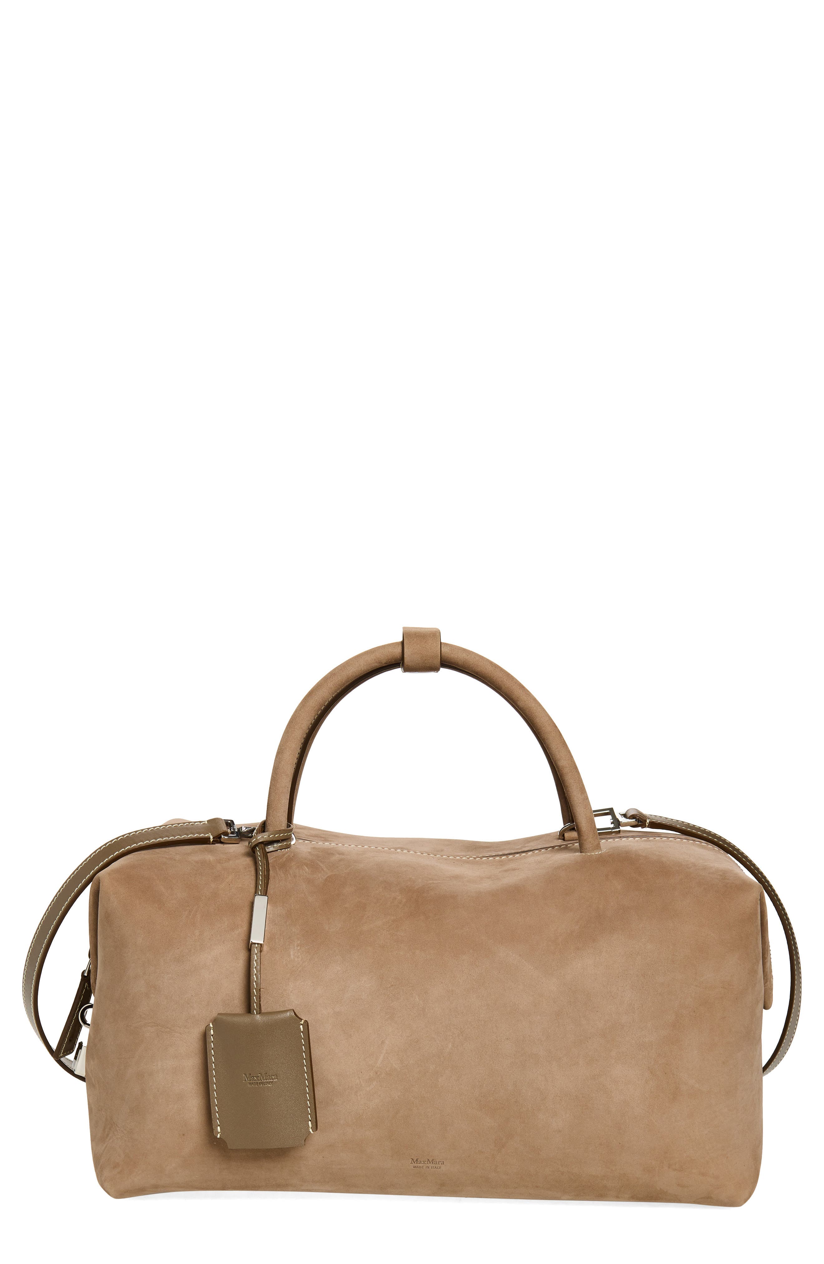 Max Mara Bowler Suede Satchel, Main, color, Turtledove