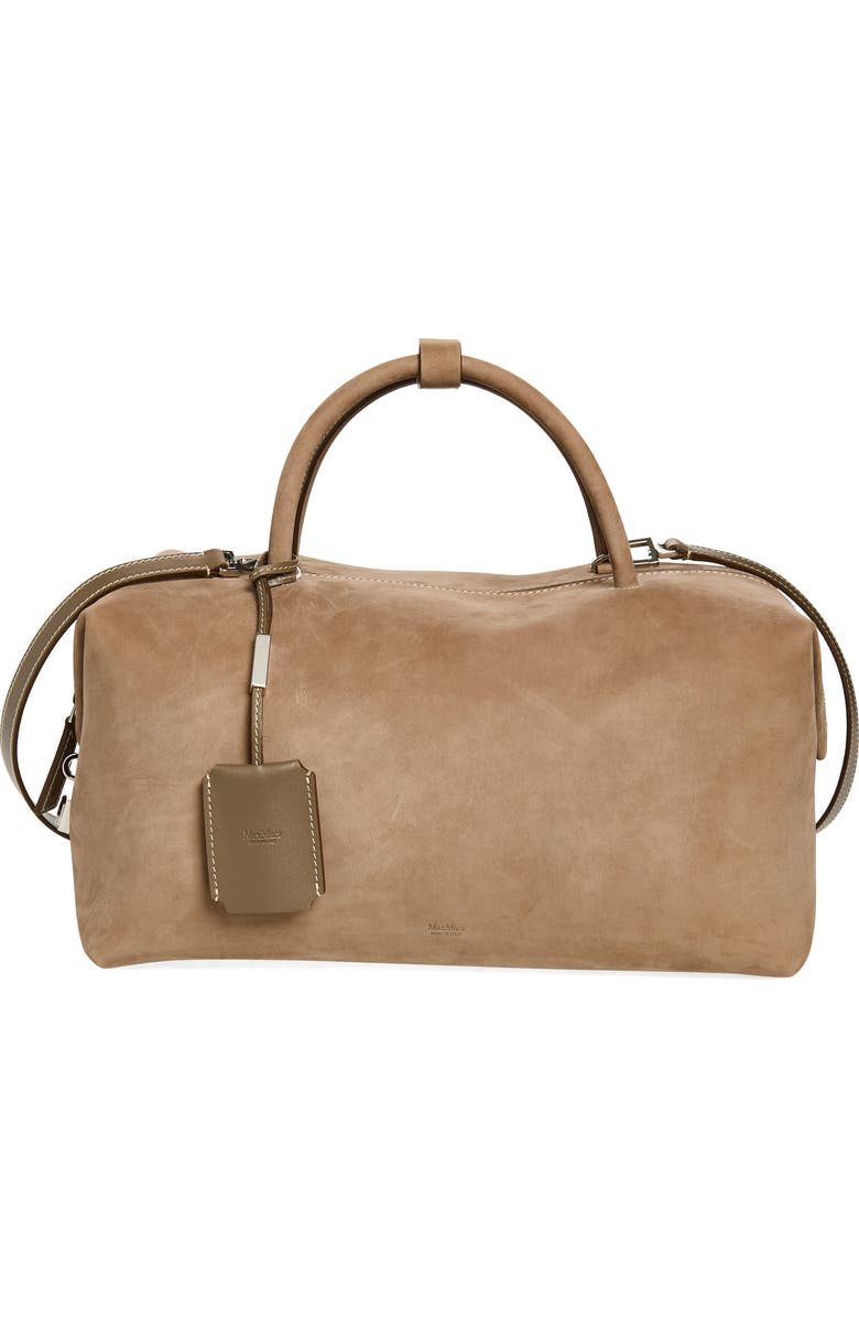 Max Mara Bowler Suede Satchel, Main, color, Turtledove