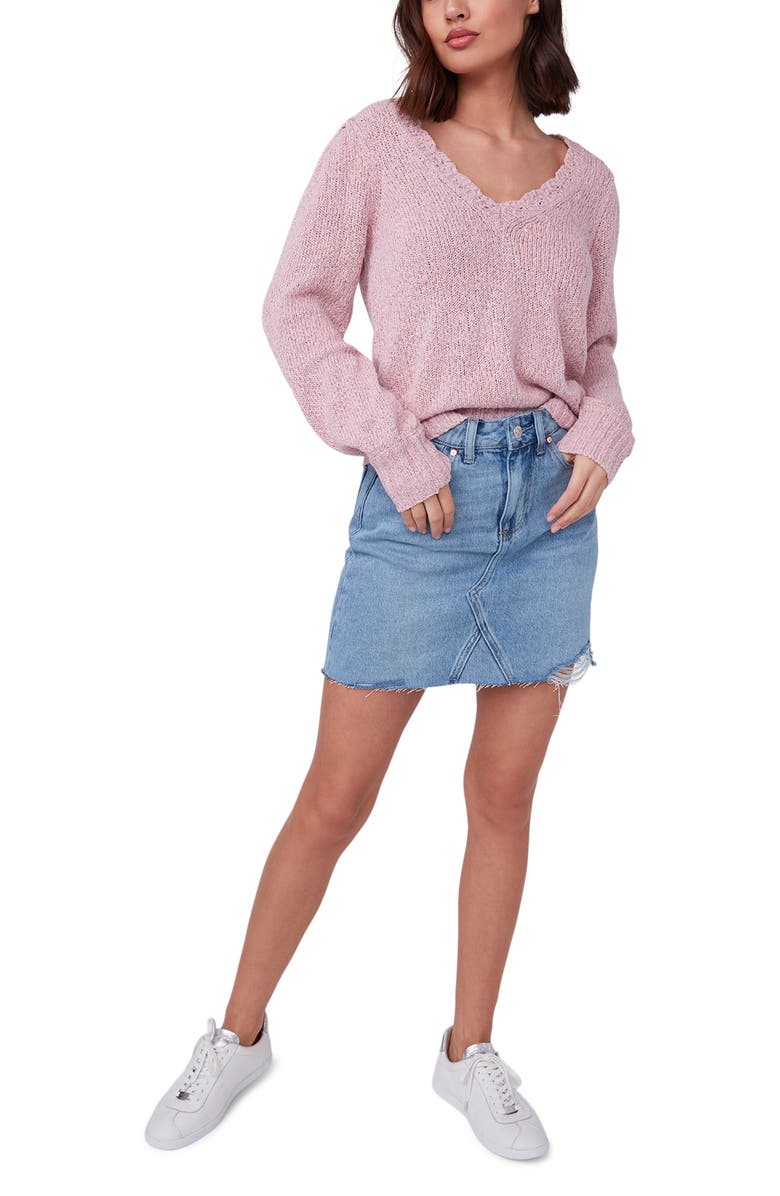PAIGE Aideen Ripped Denim Miniskirt, Alternate, color, 