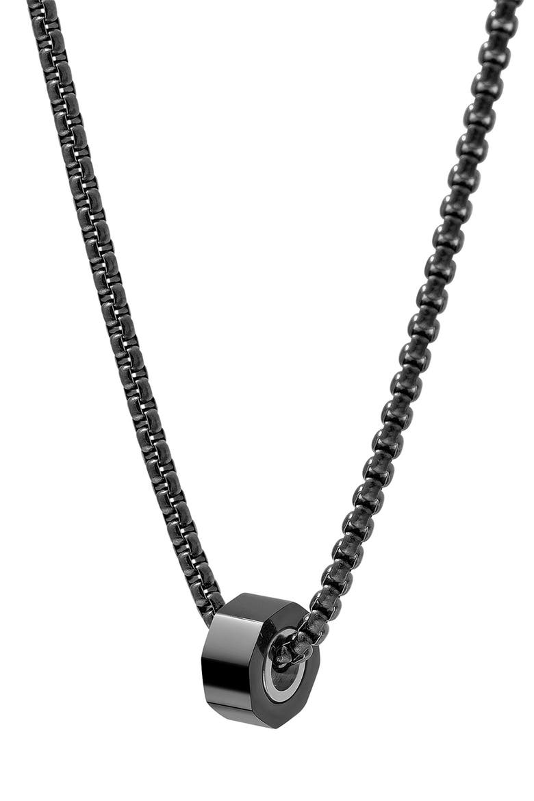 Men's Octagon Pendant Necklace, Main, color, BLACK