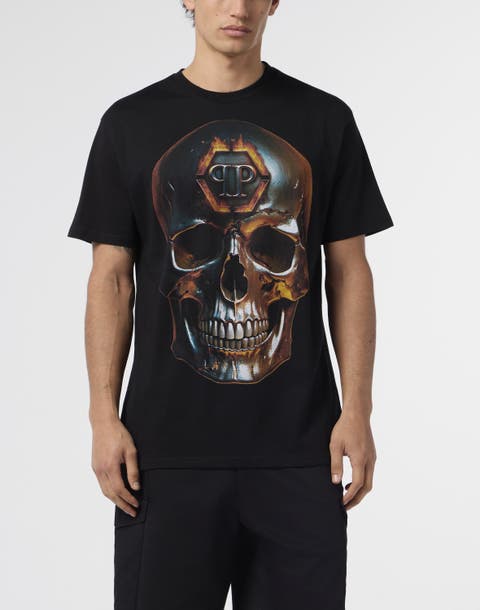 Round Neck T-Shirt Lava Skull Men