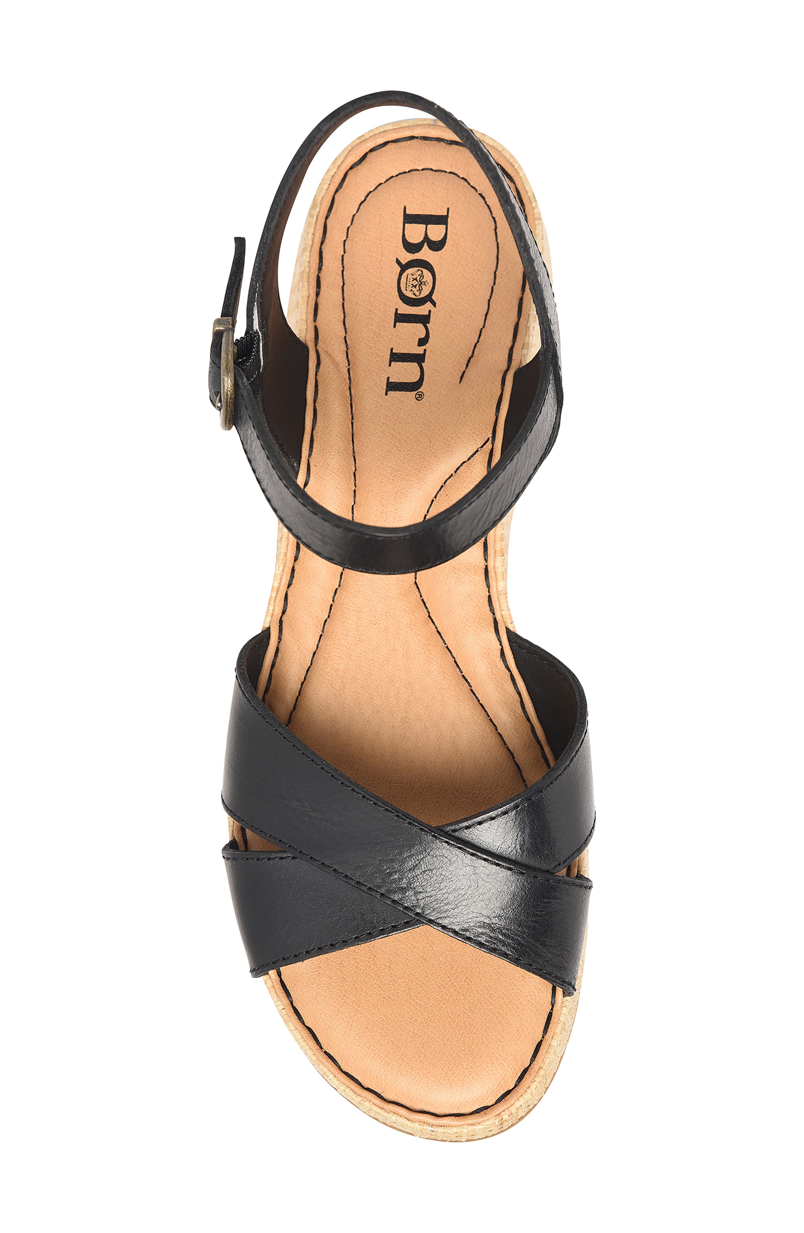 Børn Cannes Platform Wedge Sandal, Alternate, color, Black Leather