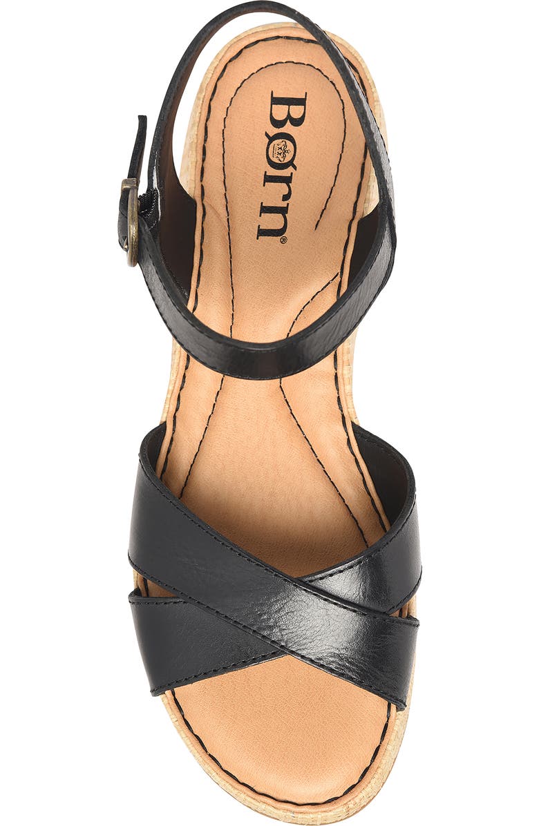 Børn Cannes Platform Wedge Sandal, Alternate, color, Black Leather