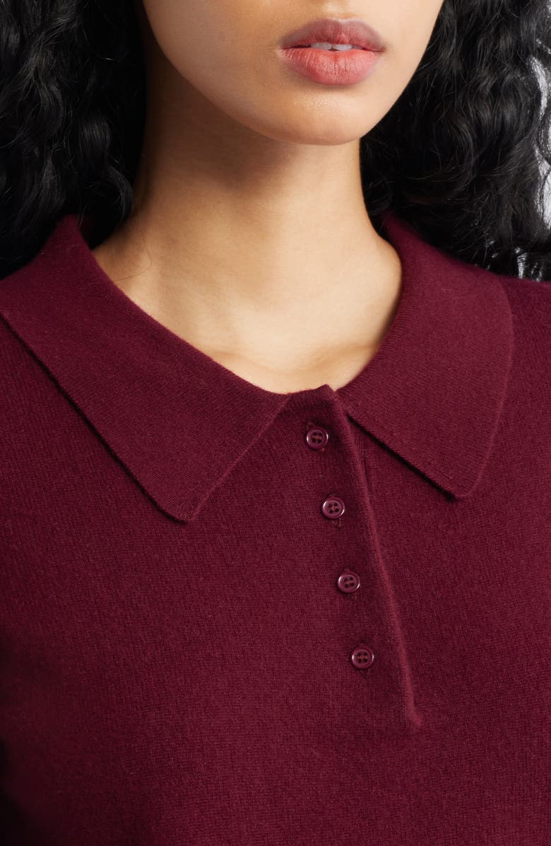 ARTLESS FOREVER Tove Wool & Cashmere Short Sleeve Polo Sweater, Alternate, color, Merlot