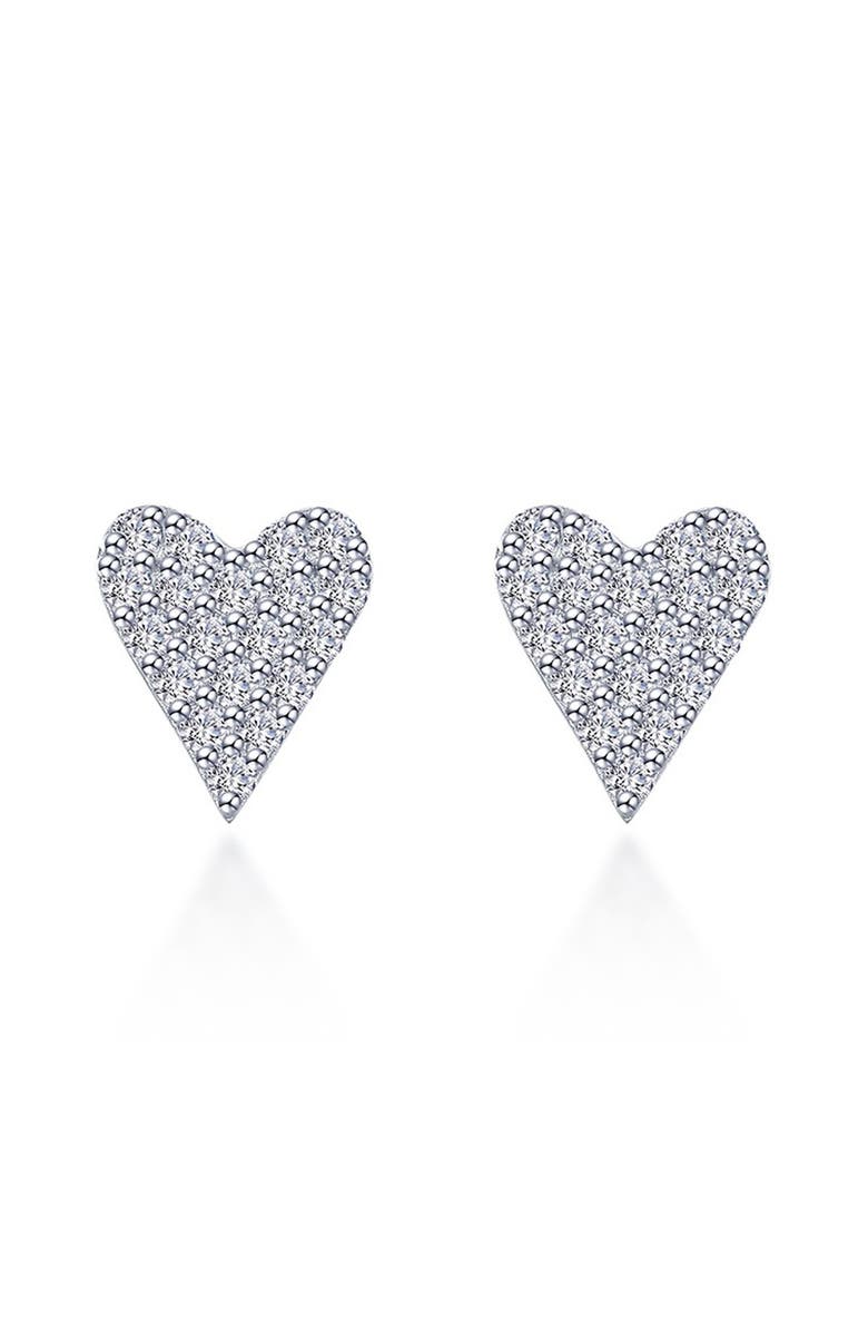Lafonn Pavé Simulated Diamond Heart Stud Earrings, Main, color, White