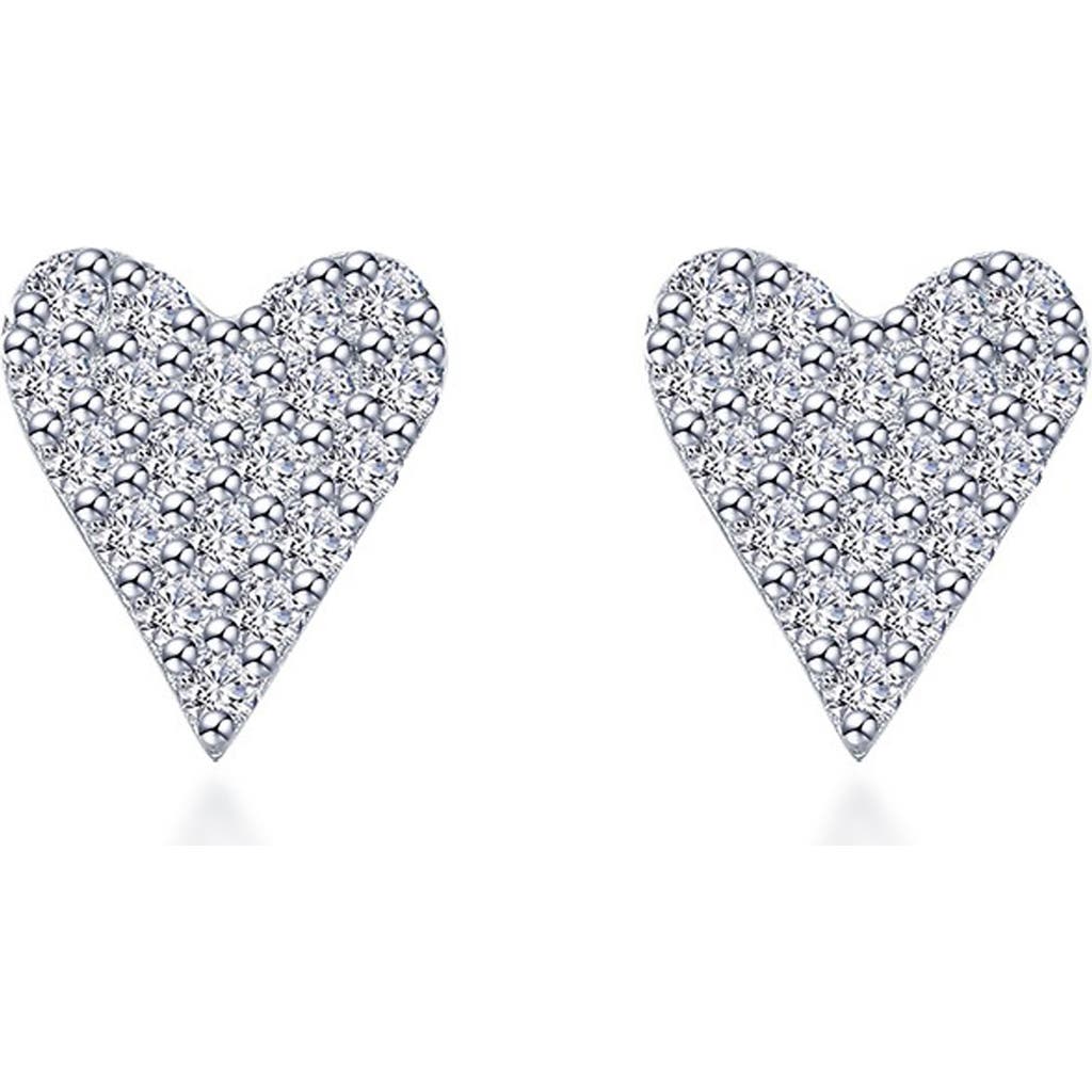 Lafonn Pavé Simulated Diamond Heart Stud Earrings In White