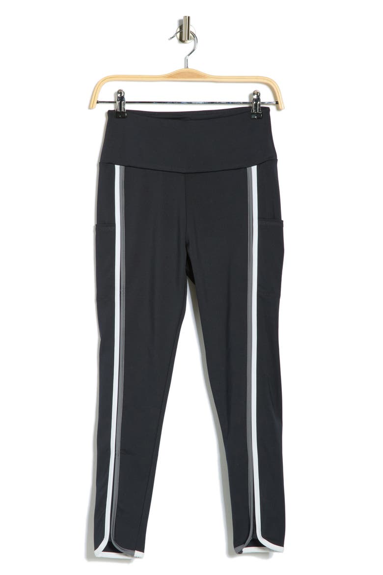 High Waist Side Stripe Leggings, Alternate, color, CAVIAR
