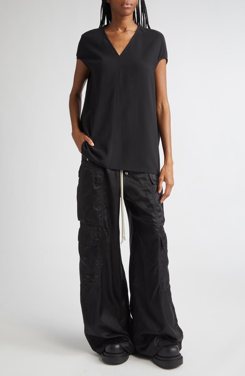 Rick Owens Floating Washed Charmeuse Top, Alternate, color, Black