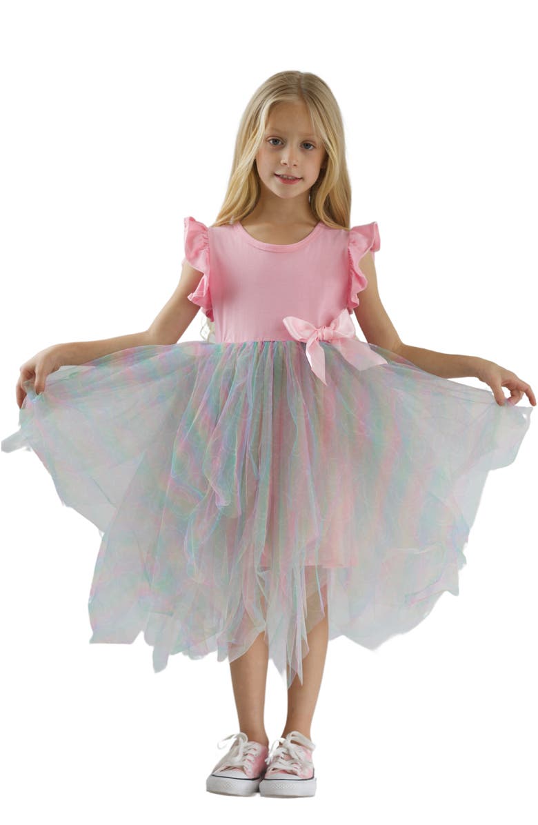 Mia Belle Girls Girls SmileyWorld Rainbow Smiley Tutu Dress, Main, color, Pink