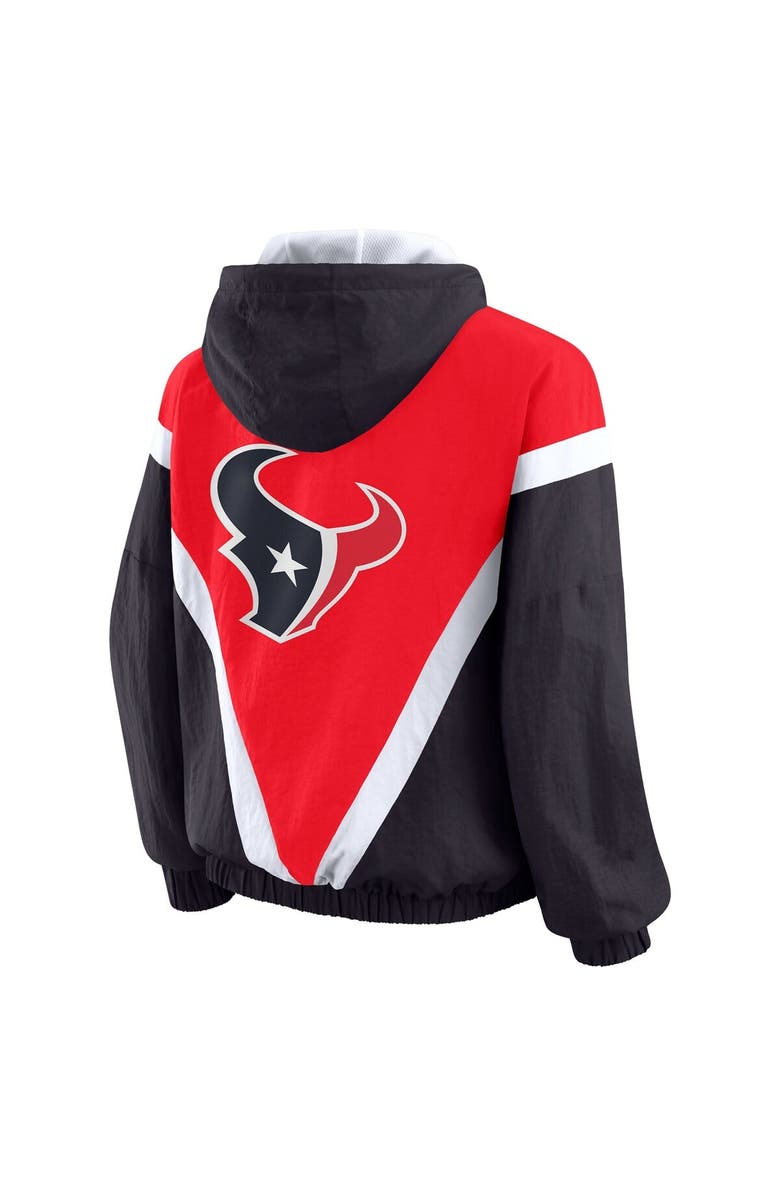 WEAR by Erin Andrews Women's WEAR by Erin Andrews Red/Navy Houston Texans Retro Crinkle Full-Zip Hoodie Windbreaker, Alternate, color, Red