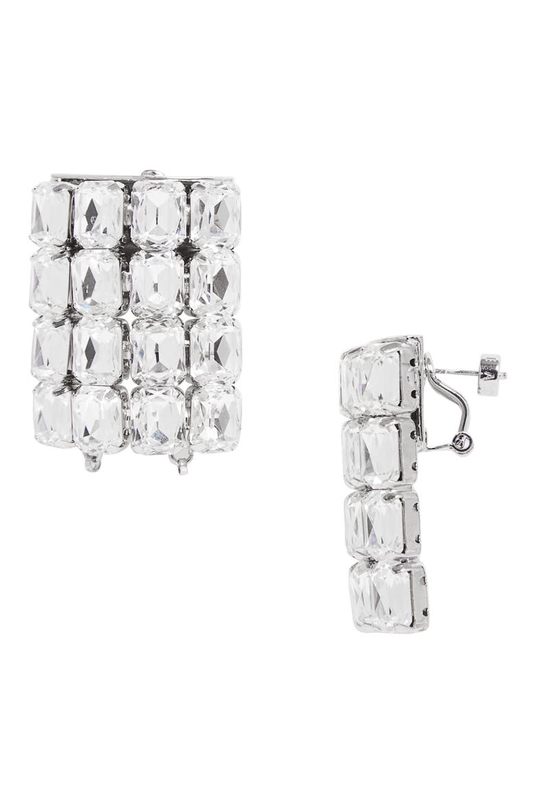 Crystal Pavé Earrings, Main, color, CLEAR CRYSTAL/ SILVER