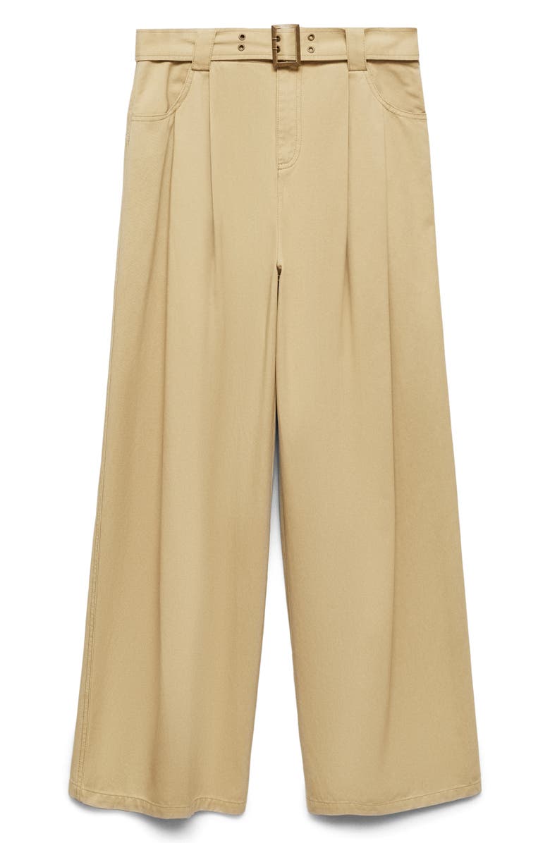 MANGO Scorpio Belted Pleated Wide Leg Pants, Alternate, color, 