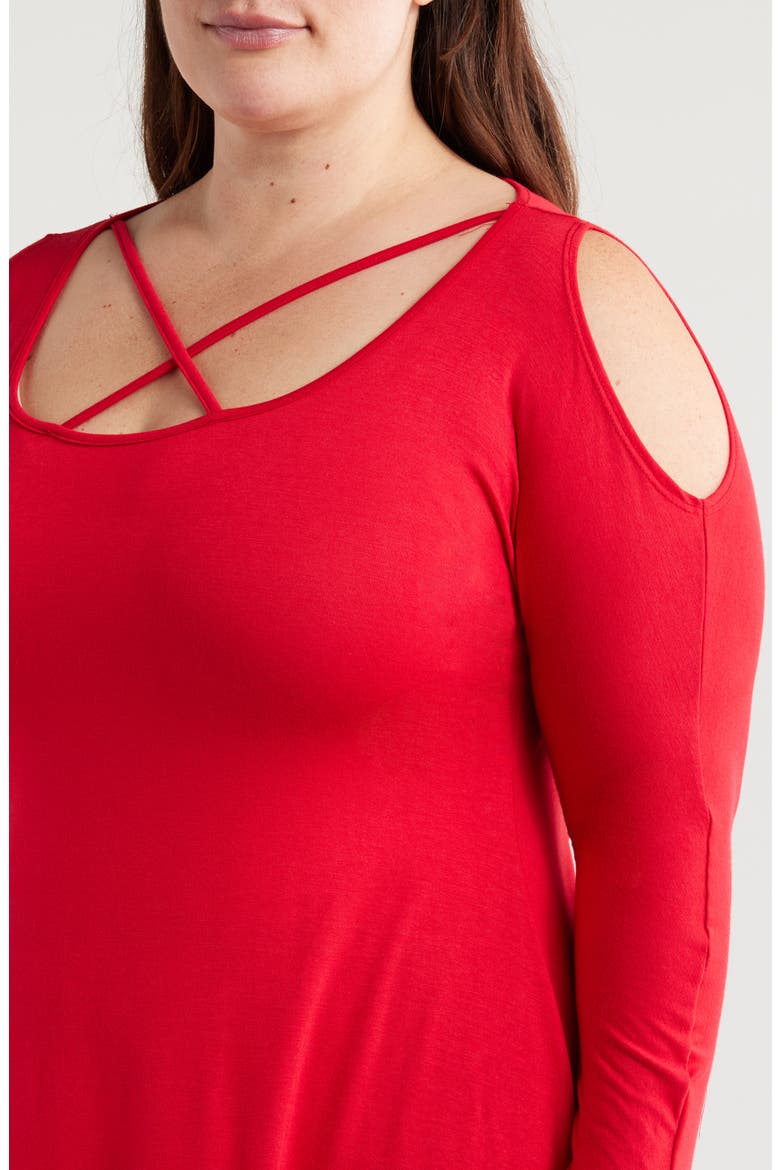 Crisscross Strap Jersey Top, Alternate, color, RED