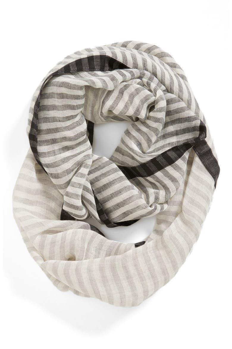 'Color Stripe' Infinity Scarf, Main, color, GREY/ BLACK/ TAN
